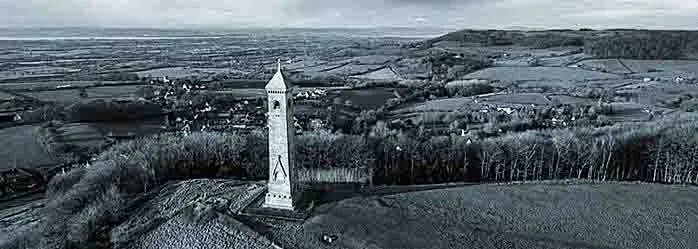 View of the Tyndale Monument on Nibley Knoll looking toward Drakestone Point Stinchcombe