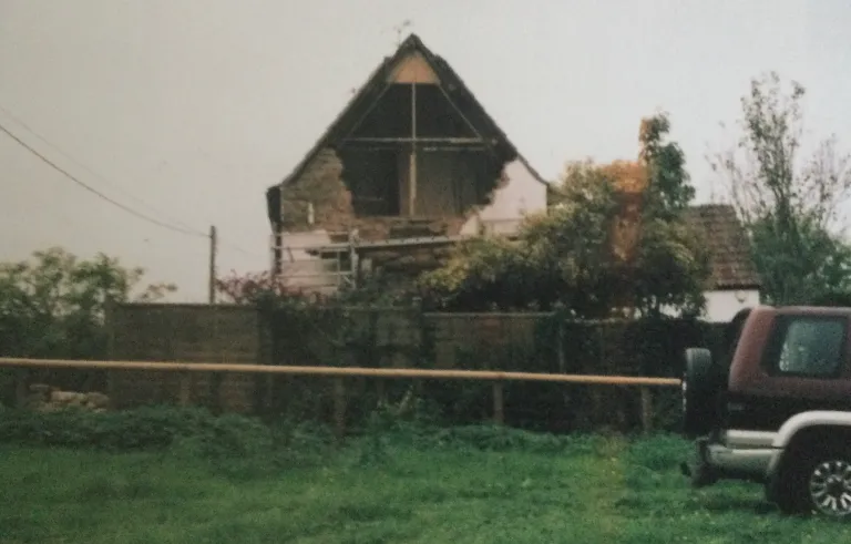 Photo taken from field during repairs to the north end