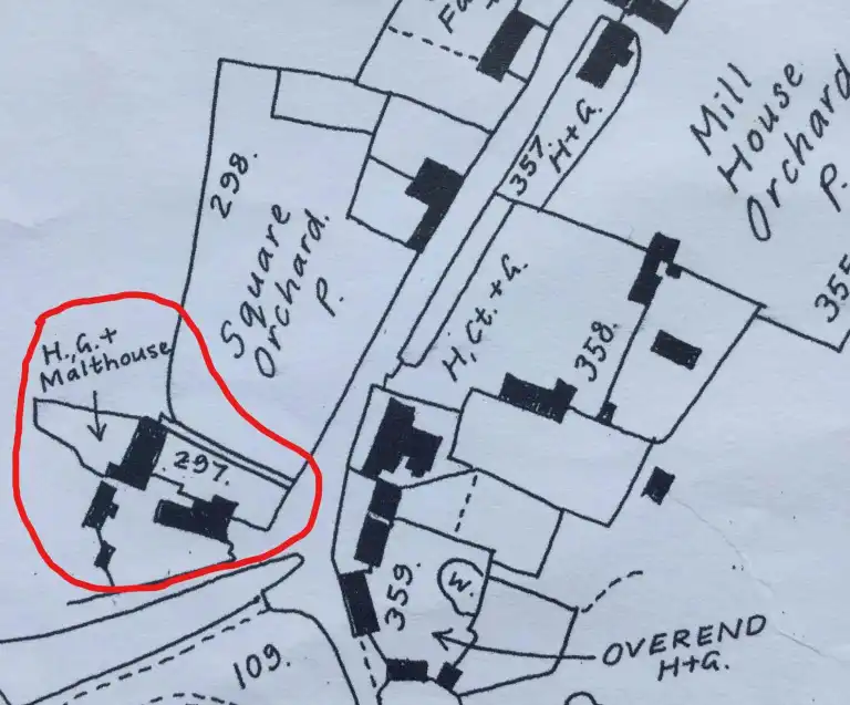 Extract from detail inset on Gwatkin tithe map