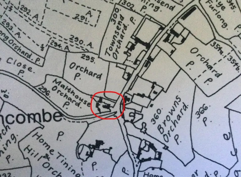 Inked Extract from the Gwatkins reproduction tithe map