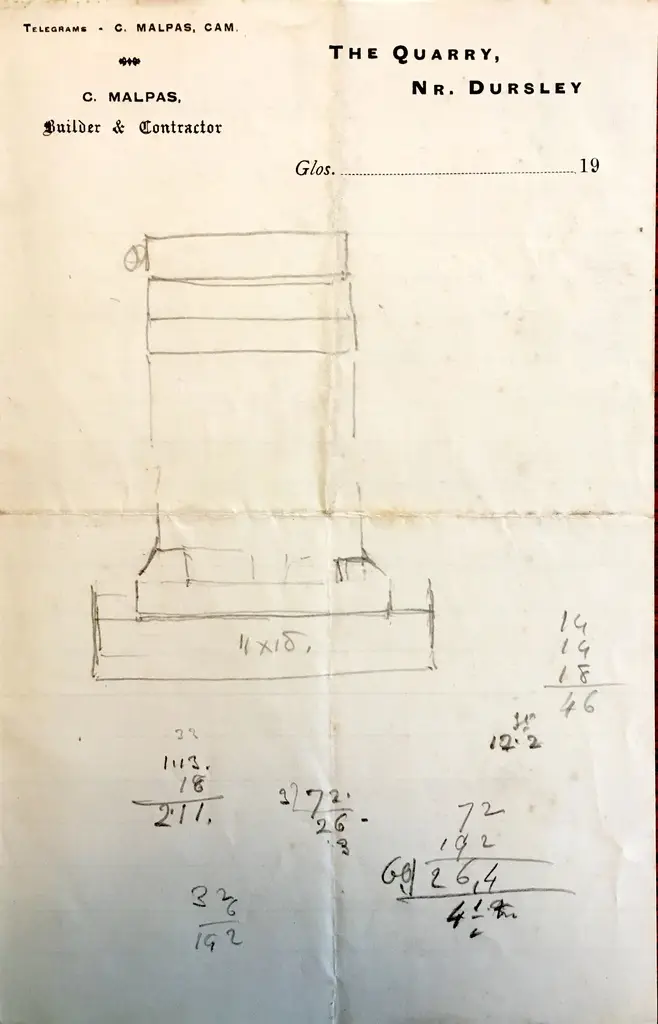 A sketch on the builder’s headed notepaper